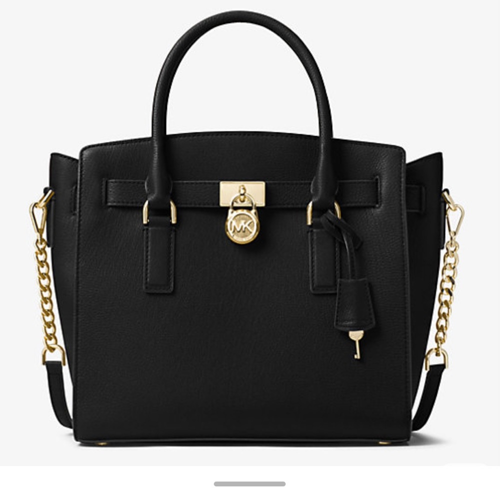 Michael Kors Black Satchel with Gold Accents